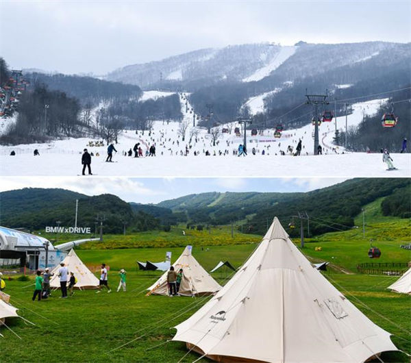 萬科松花湖滑雪場冬夏對比圖